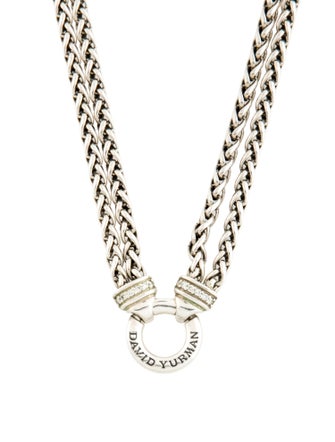 David Yurman Diamond Wheat Chain Double Strand Necklace