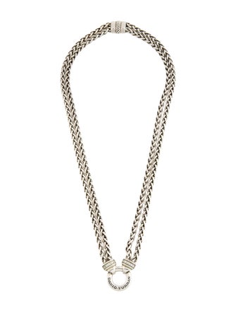 David Yurman Diamond Wheat Chain Double Strand Necklace