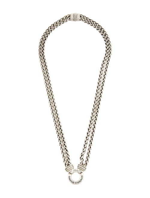 David Yurman Diamond Wheat Chain Double Strand Necklace