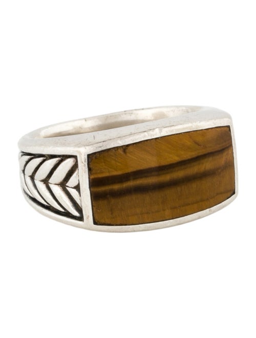 David Yurman Tiger's Eye Quartz Chevron Signet Ring
