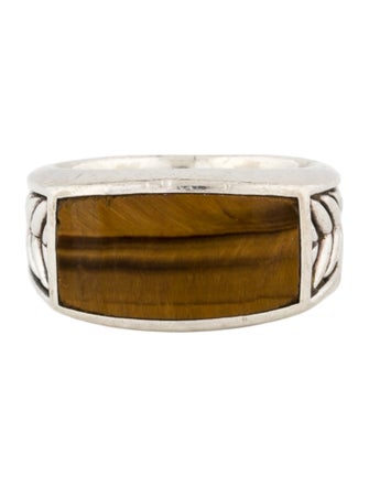 David Yurman Tiger's Eye Quartz Chevron Signet Ring