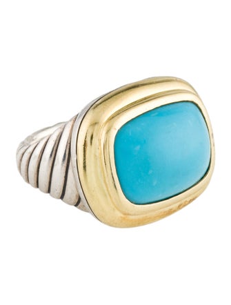 David Yurman Two-Tone Composite Turquoise Cocktail Ring