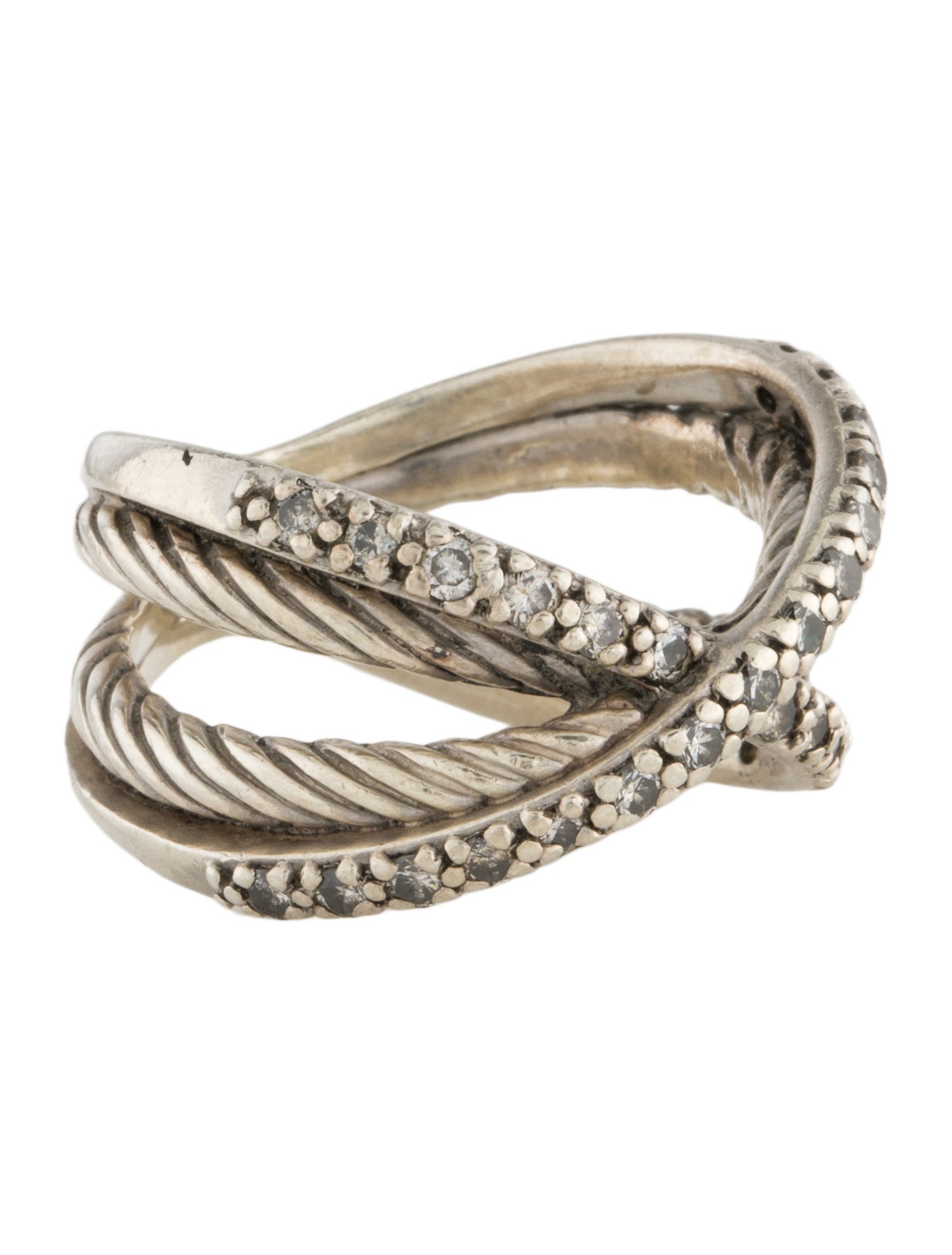 David Yurman Diamond Cable X Crossover Band