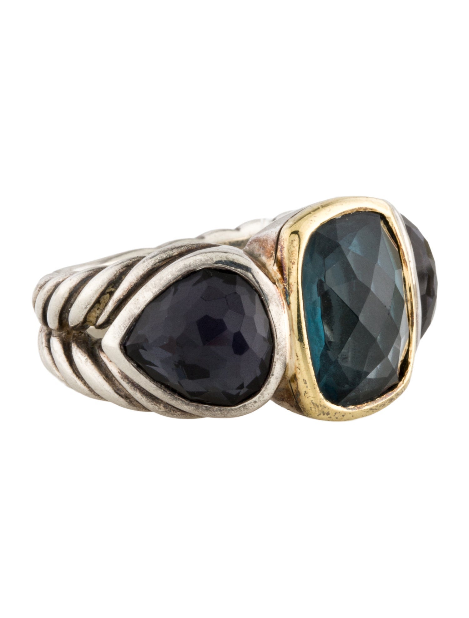 David Yurman Renaissance Topaz & Amethyst Hematine Doublet Cocktail Ring