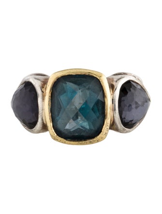 David Yurman Renaissance Topaz & Amethyst Hematine Doublet Cocktail Ring