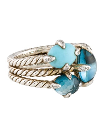 David Yurman CompositeTurquoise, Topaz & Diamond Chatelaine Cocktail Ring