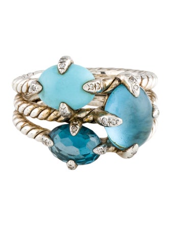 David Yurman CompositeTurquoise, Topaz & Diamond Chatelaine Cocktail Ring
