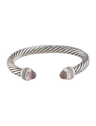 David Yurman Rose Quartz & Diamond Classic Cable Bracelet