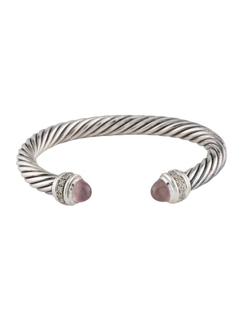 David Yurman Rose Quartz & Diamond Classic Cable Bracelet