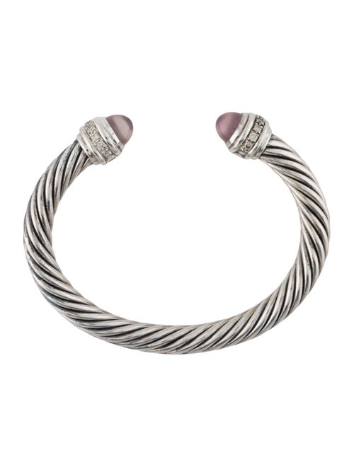 David Yurman Rose Quartz & Diamond Classic Cable Bracelet