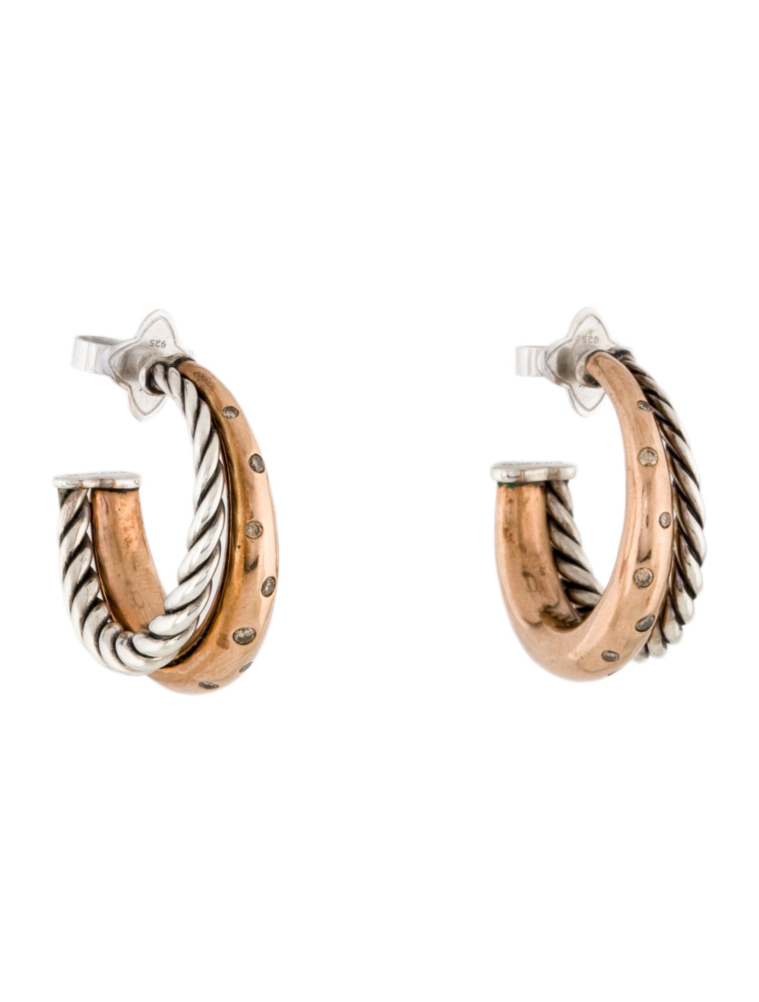 David Yurman Diamond Hoop Earrings
