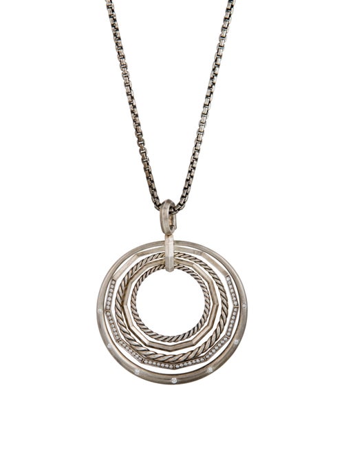 David Yurman Diamond Stax Large Round Pendant Necklace