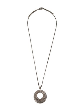 David Yurman Diamond Stax Large Round Pendant Necklace