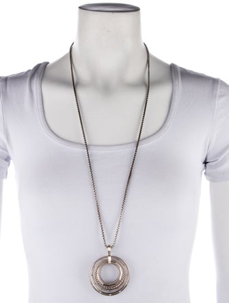 David Yurman Diamond Stax Large Round Pendant Necklace