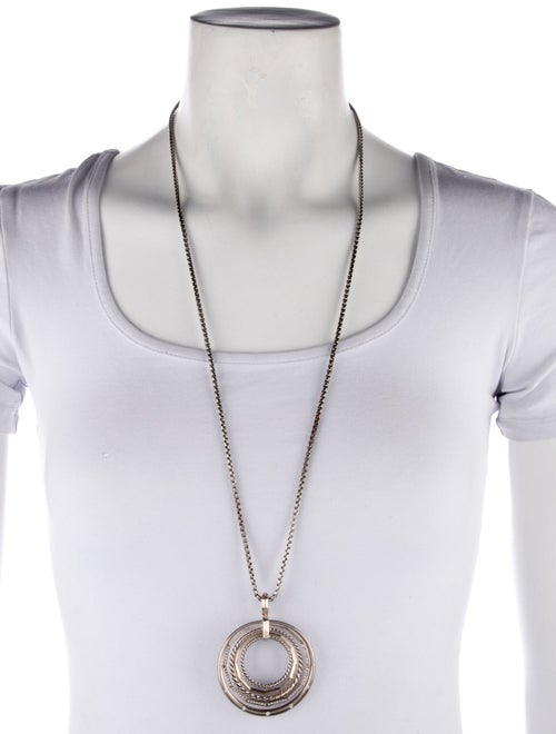 David Yurman Diamond Stax Large Round Pendant Necklace