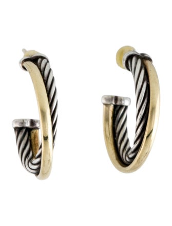 David Yurman Two-Tone Crossover Hoop Earrings