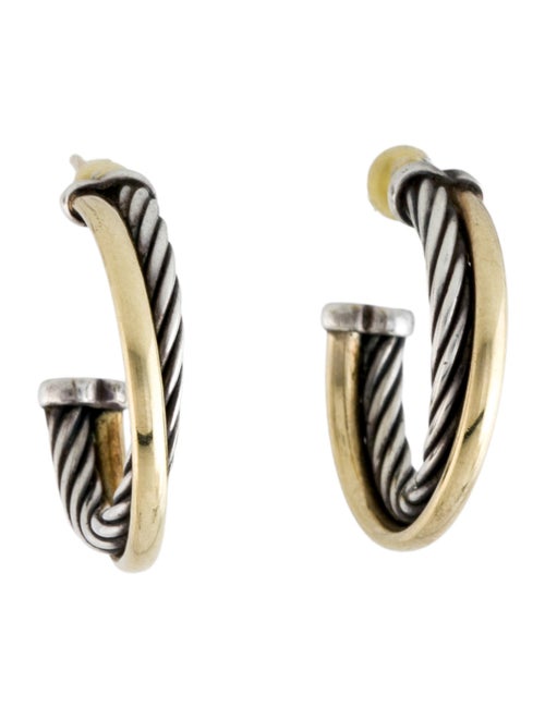 David Yurman Two-Tone Crossover Hoop Earrings
