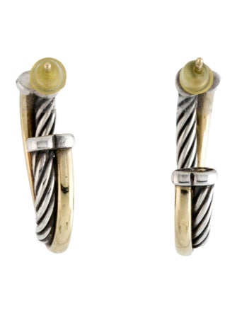 David Yurman Two-Tone Crossover Hoop Earrings
