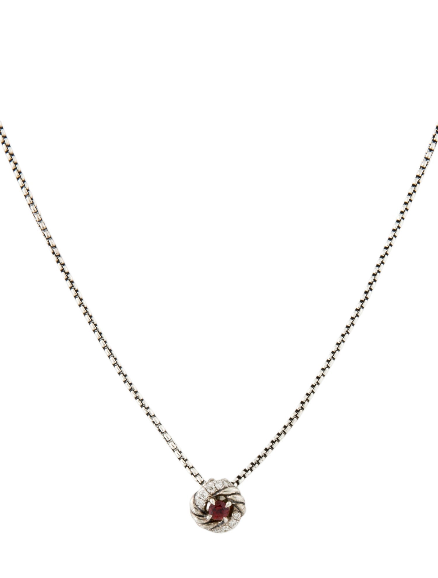 David Yurman Garnet & Diamond Petite Infinity Pendant Necklace