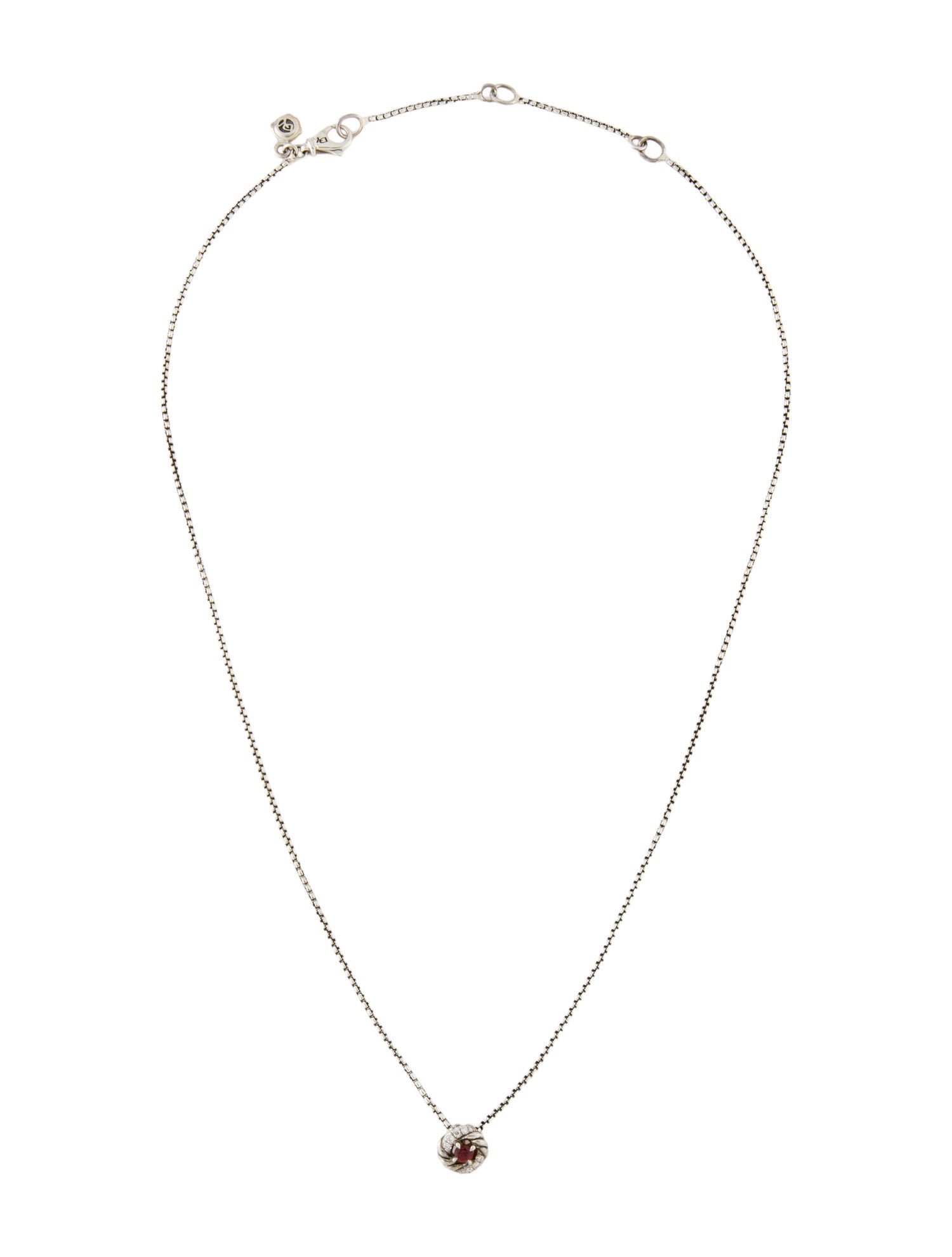 David Yurman Garnet & Diamond Petite Infinity Pendant Necklace