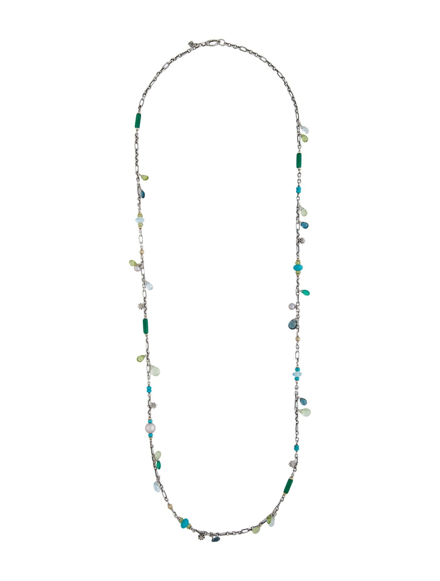 David Yurman Pearl & Multistone Long Necklace