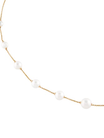 David Yurman 18K Diamond & Pearl Station Necklace