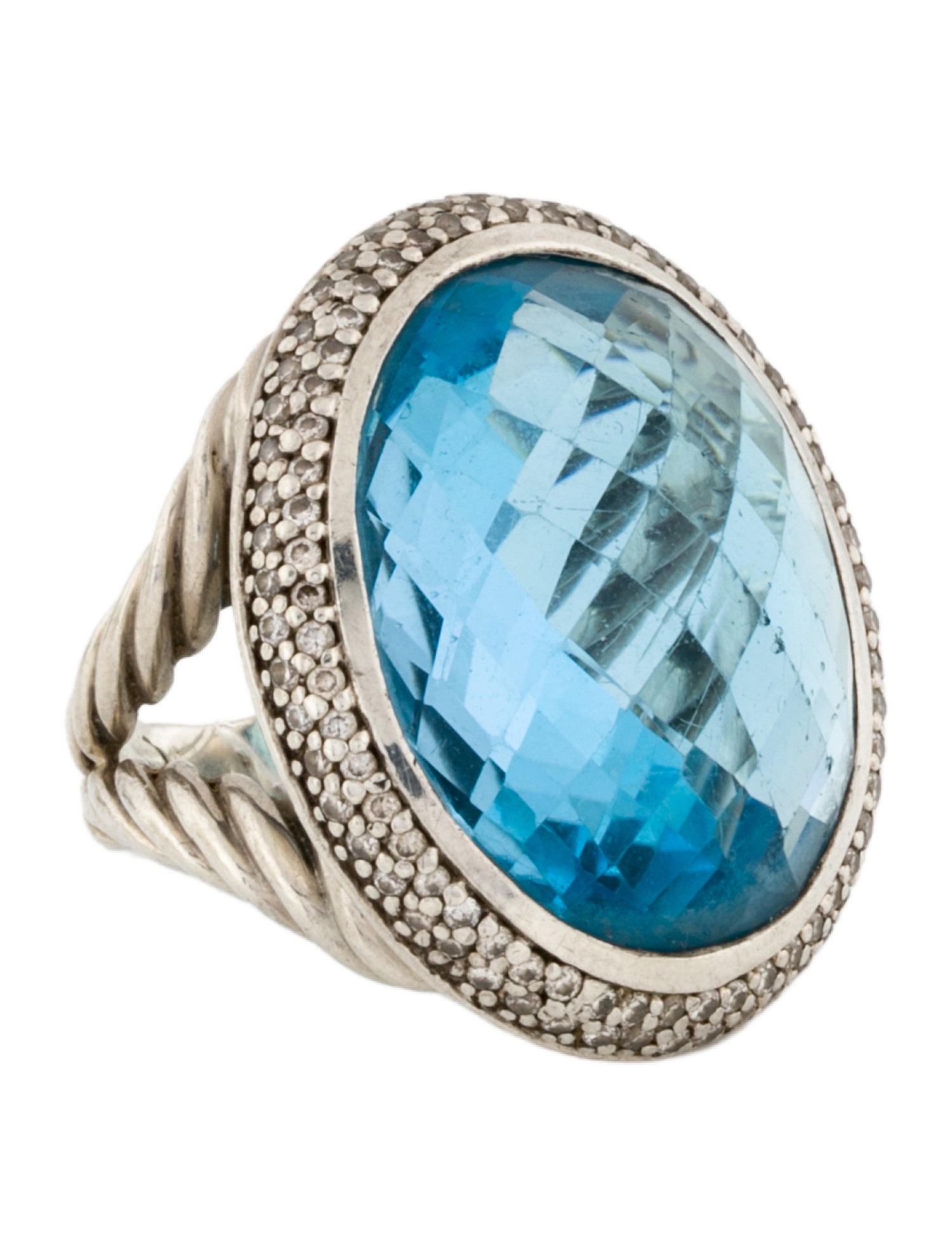 David Yurman Topaz & Diamond Cerise Cocktail Ring