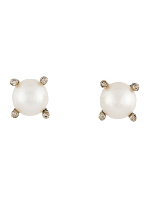 David Yurman Pearl & Diamond Stud Earrings