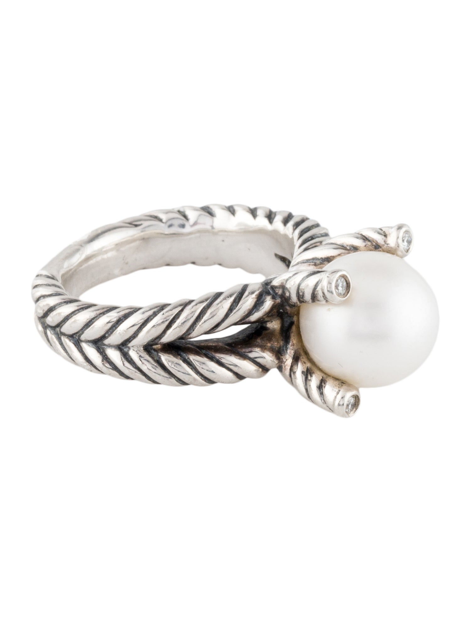 David Yurman Pearl & Diamond Cable Collectibles Ring