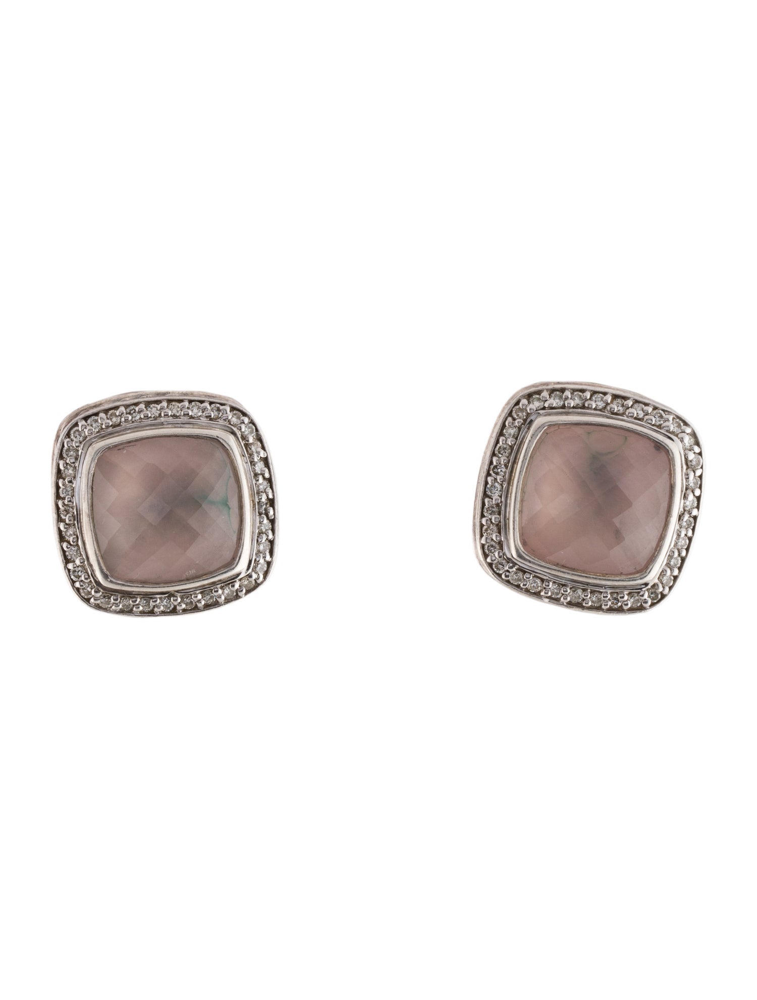 David Yurman Rose Quartz & Diamond Albion Earclips