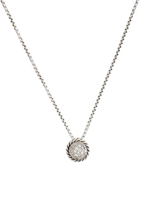 David Yurman Diamond Round Pendant Necklace
