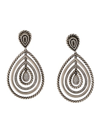 David Yurman Diamond Cable Classics Teardrop Earrings