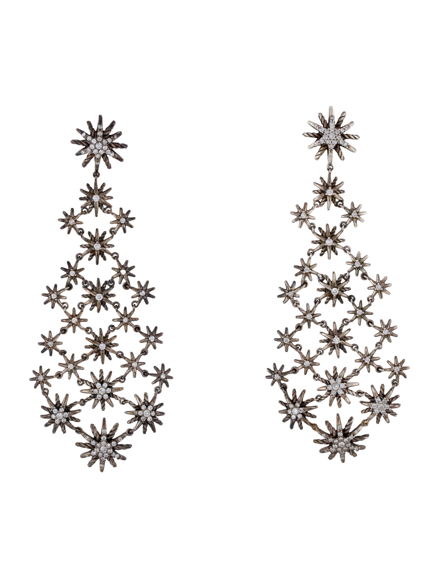 David Yurman Diamond Starburst Drop Earrings