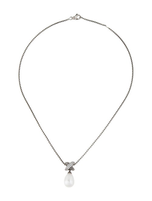 David Yurman Pearl & Diamond X Pendant Necklace
