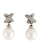 David Yurman Pearl & Diamond X Drop Earrings