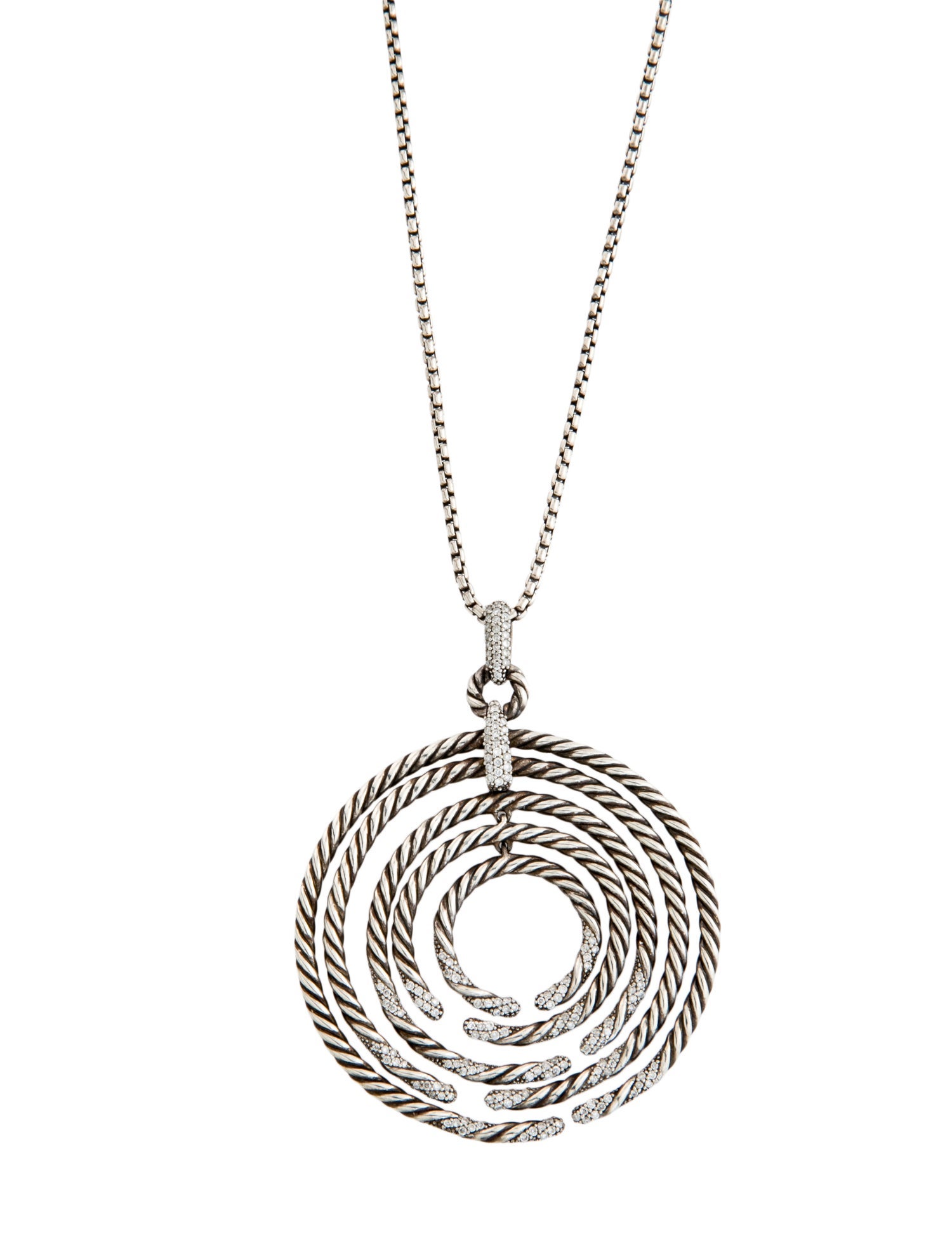 David Yurman Diamond Large Willow Pendant Necklace