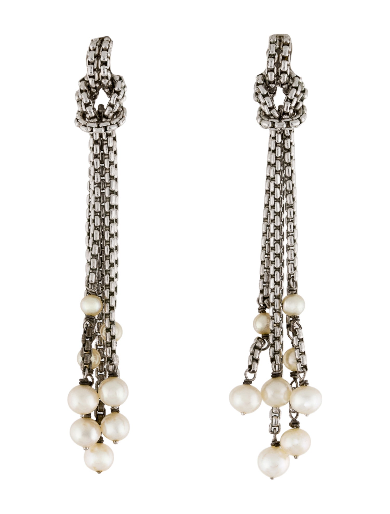 David Yurman Pearl Knot Chain Drop Earrings