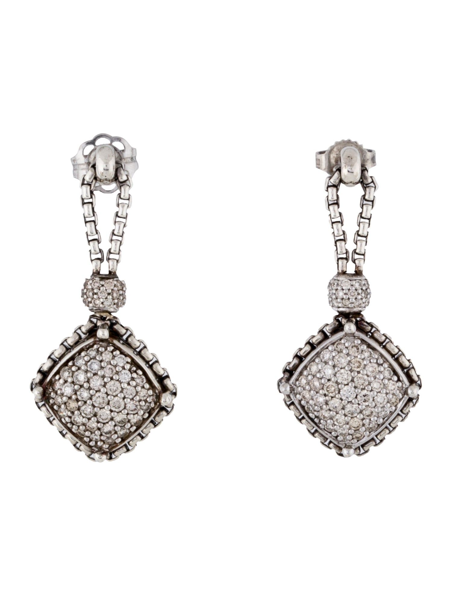 David Yurman Diamond Cushion on Point Drop Earrings