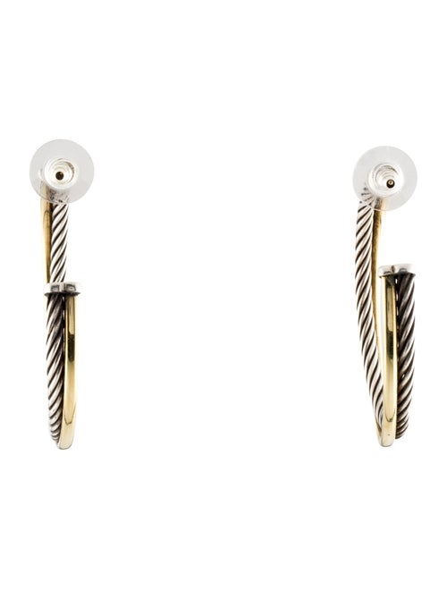 David Yurman Two-Tone Cable Crossover Hoop Earrings