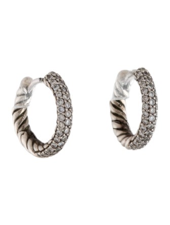 David Yurman Diamond Petite Pavé Huggie Hoop Earrings