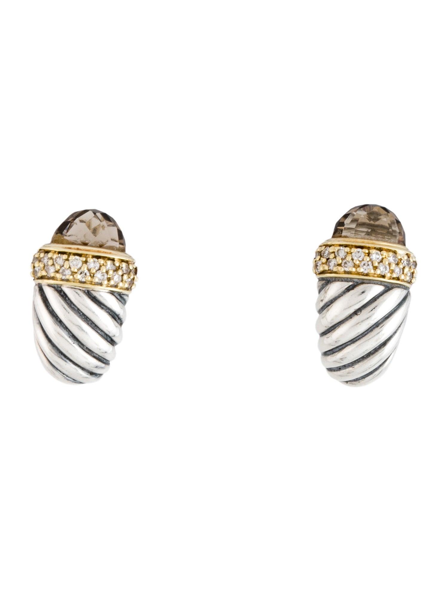 David Yurman Smoky Quartz & Diamond Shrimp Earclips