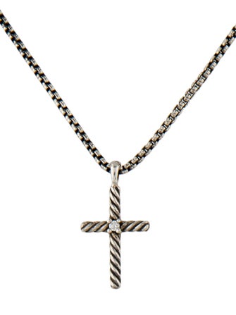 David Yurman Diamond Cross Pendant Necklace
