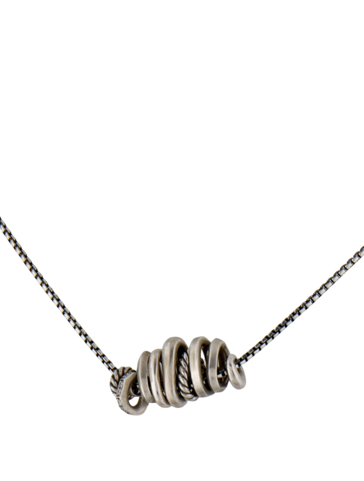 David Yurman Diamond Stax Rondelle Pendant Necklace