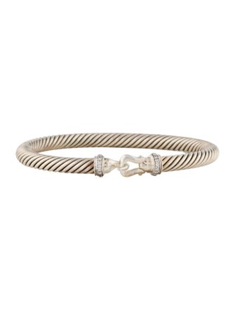 David Yurman Diamond Buckle Classic Cable Bracelet