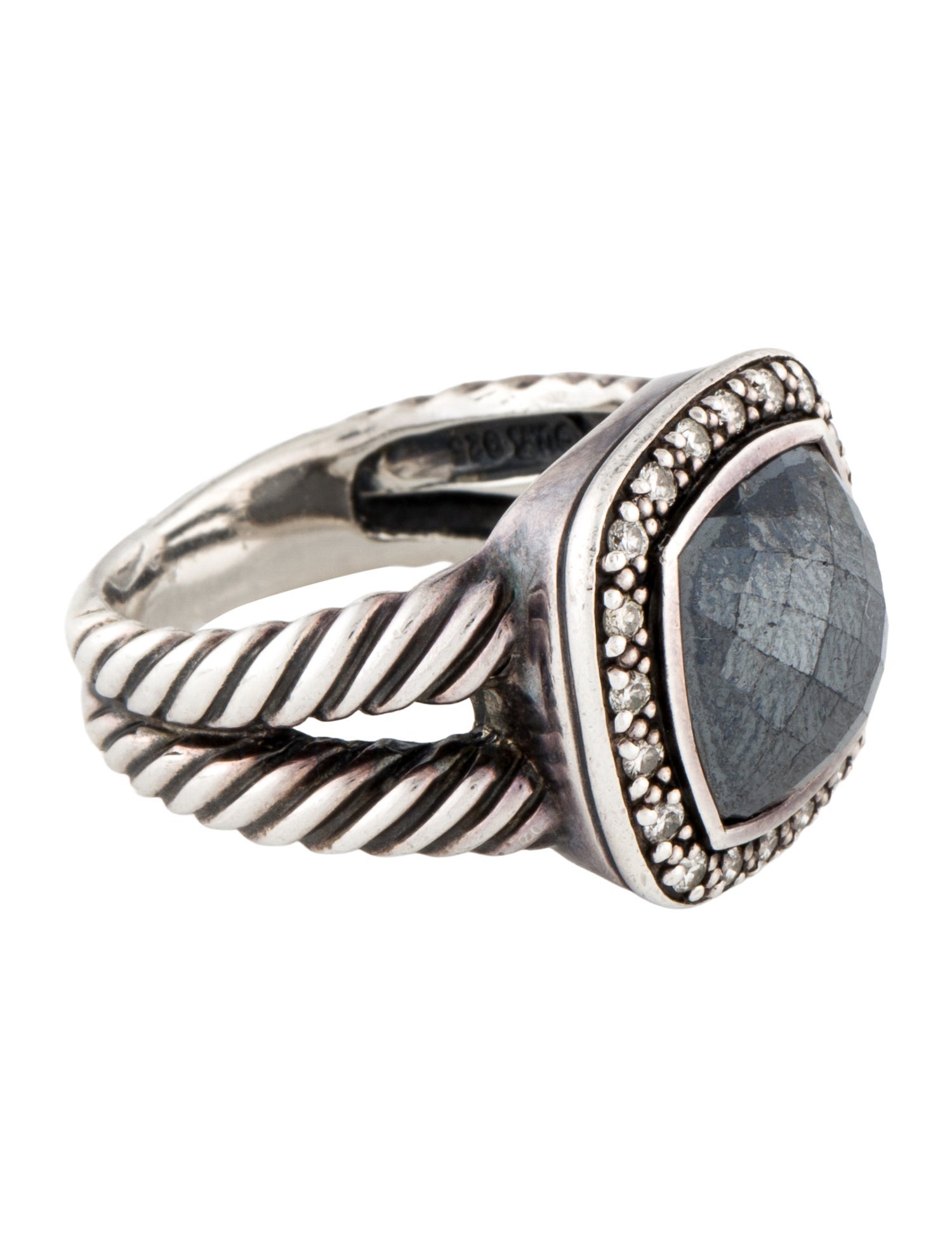 David Yurman Hematite & Diamond Albion Ring