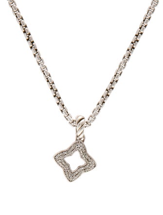 David Yurman Quatrefoil Diamond Pendant Necklace