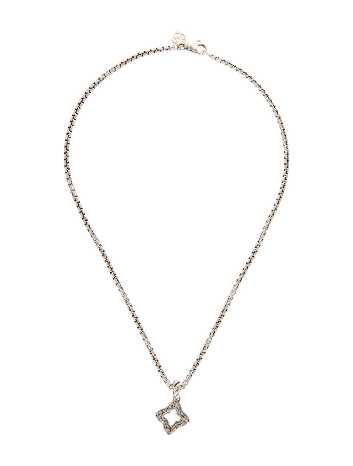 David Yurman Quatrefoil Diamond Pendant Necklace