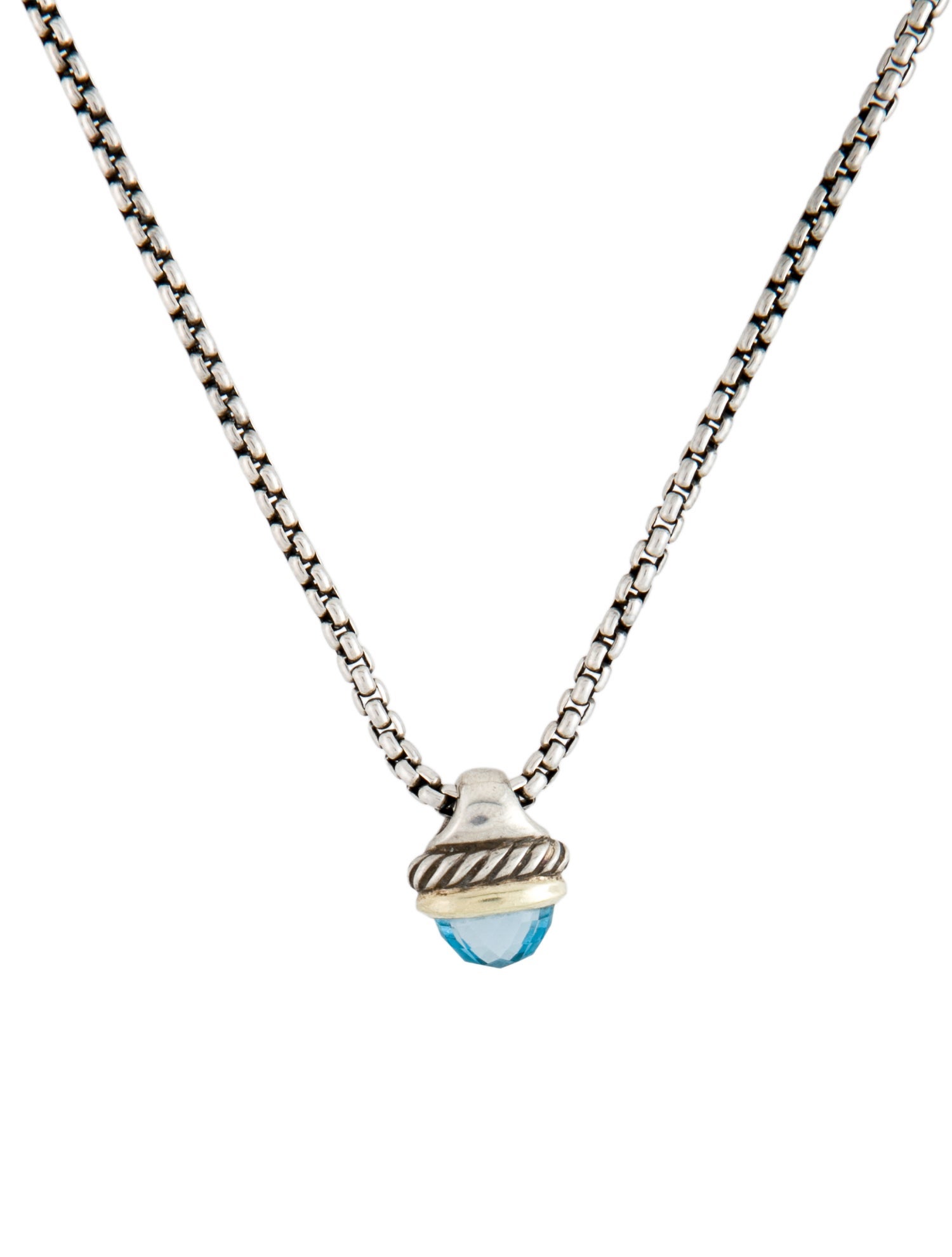 David Yurman Topaz Two-Tone Acorn Pendant Necklace