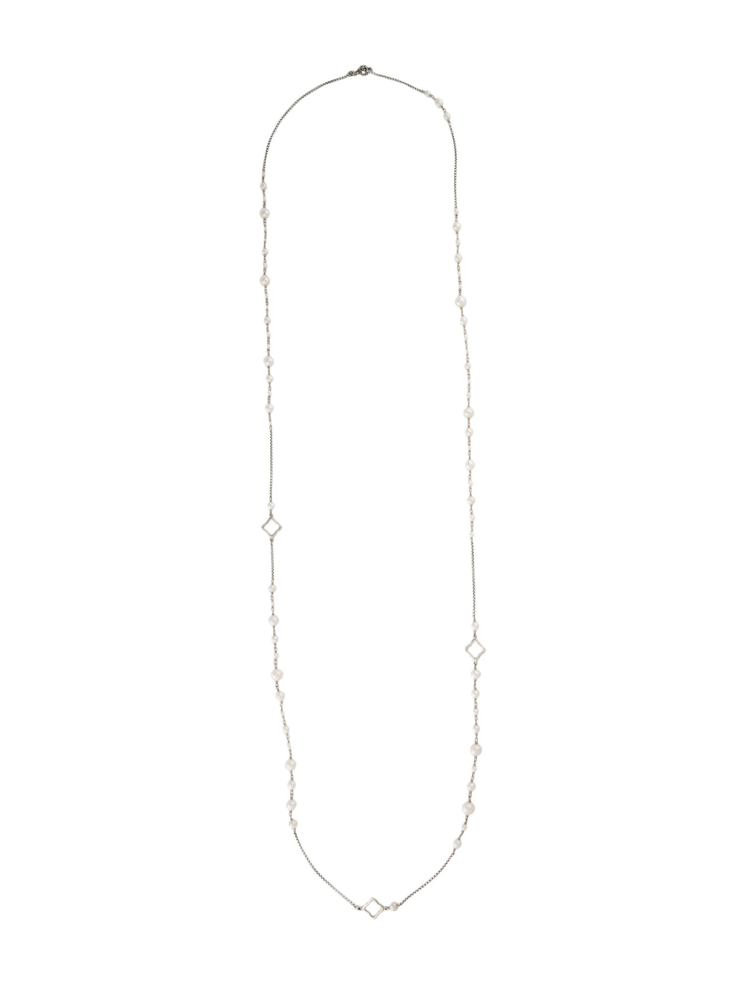 David Yurman Pearl Quatrefoil Long Station Necklace