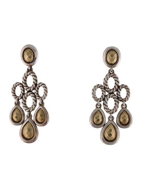 David Yurman Two-Tone Sculpted Cable Chandelier Earrings